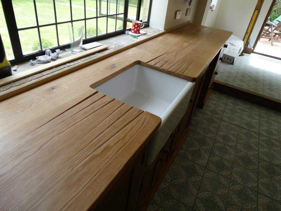oak top belfast kitchen sink unit seeled